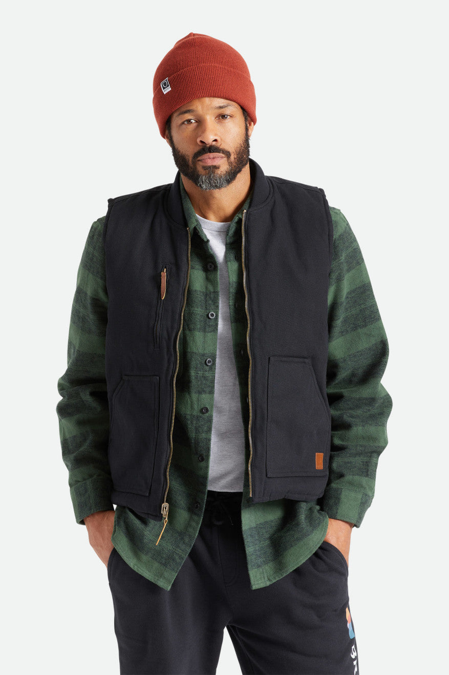 Brixton Abraham Reversible Vest Bundy Panske Čierne | 670285QWM