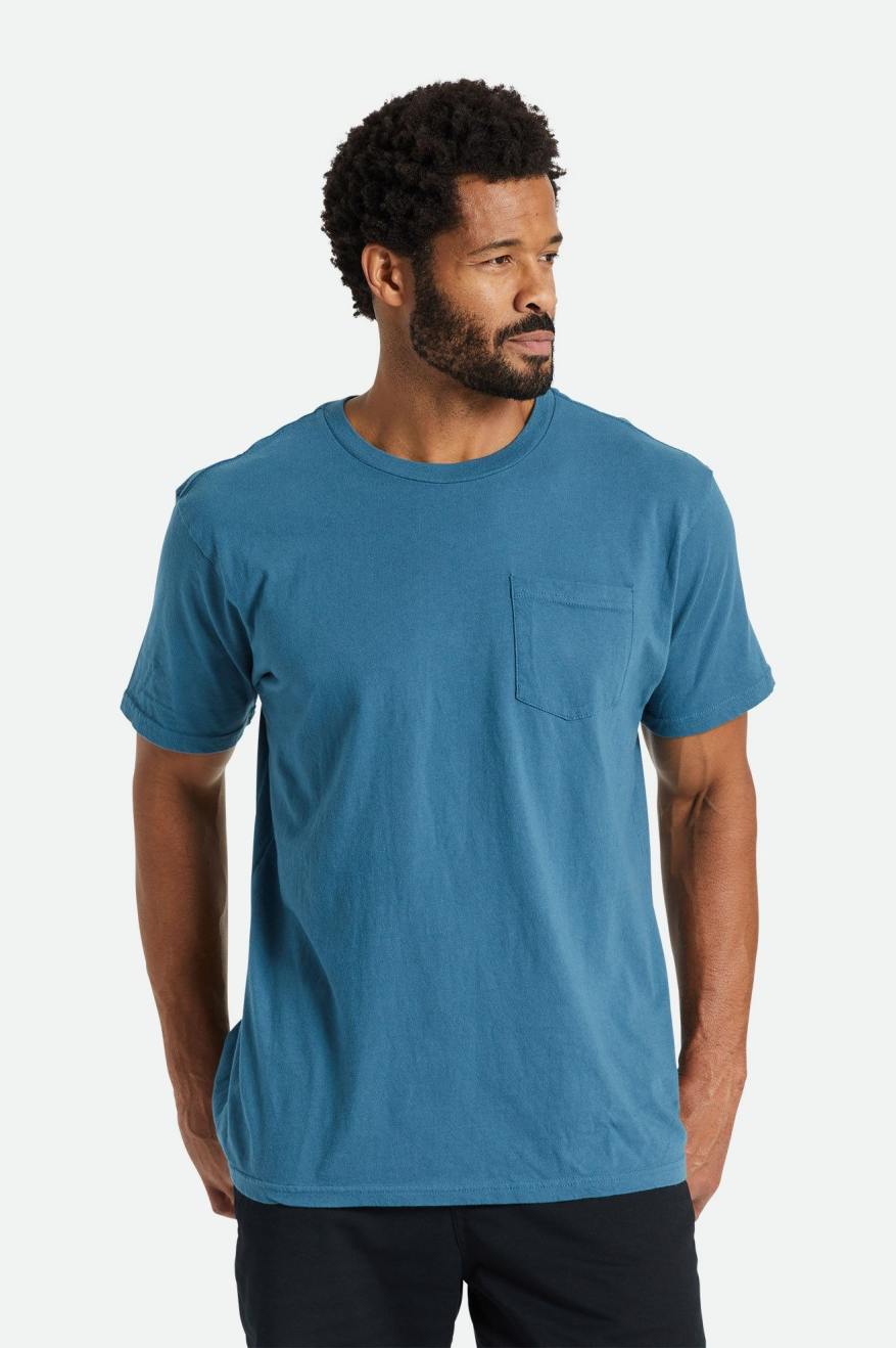 Brixton Basic S/S Pocket Topy Panske Tyrkysové | 415069PBH