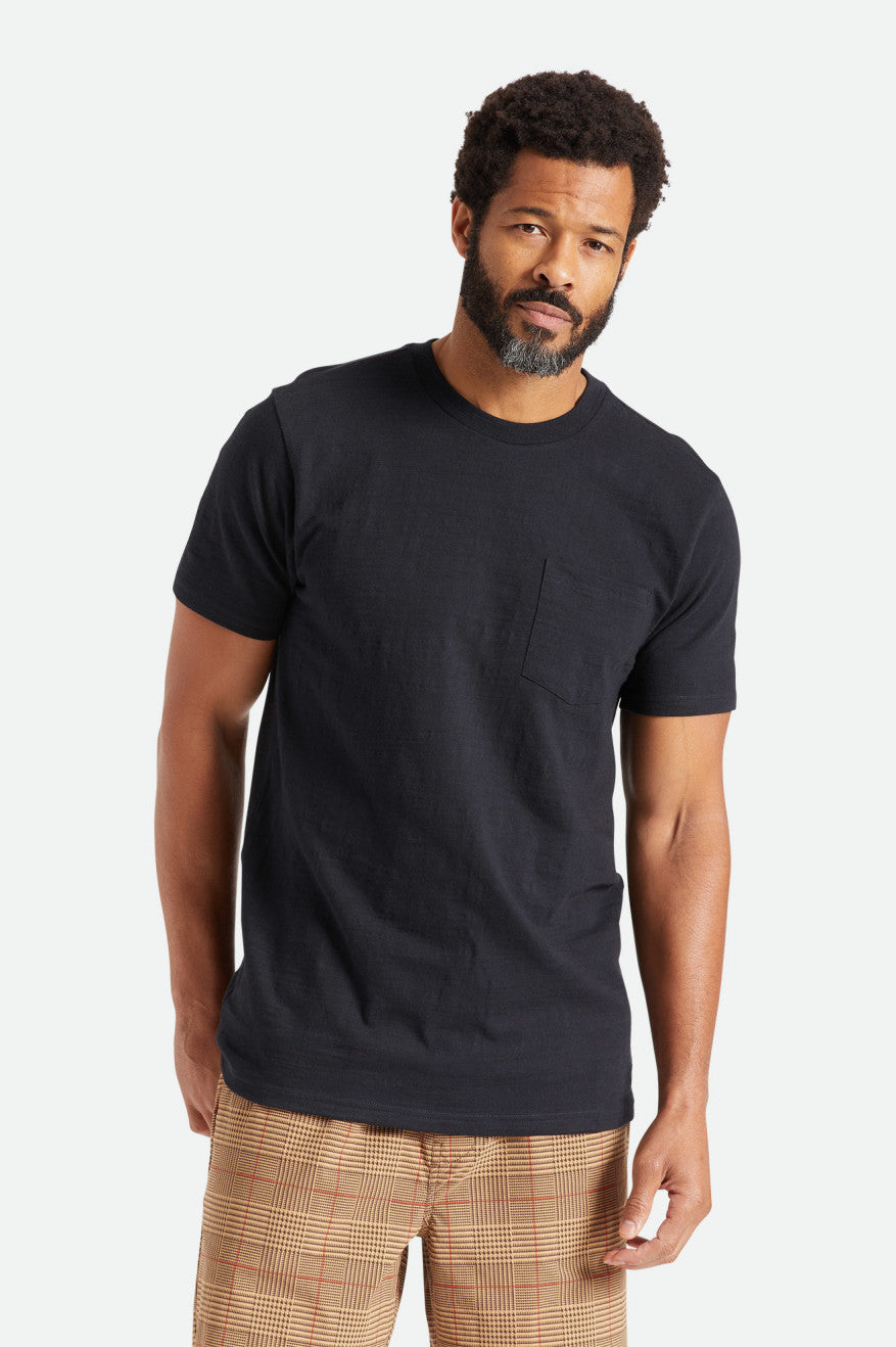 Brixton Basic Slub S/S Pocket Topy Panske Čierne | 927138JIB