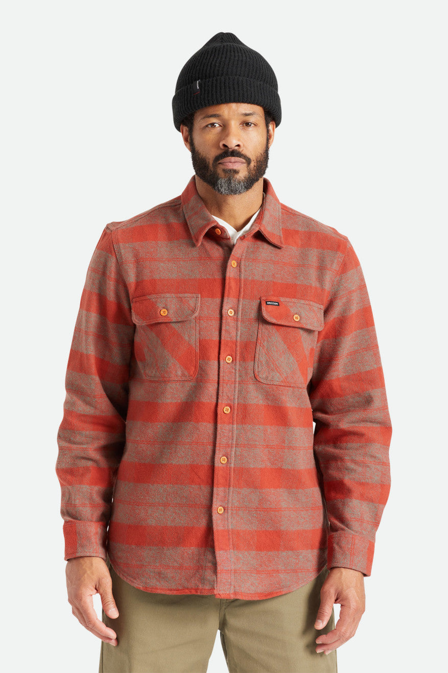 Brixton Bowery Heavy Weight L/S Flanelové Topy Panske Červené | 506913RYG