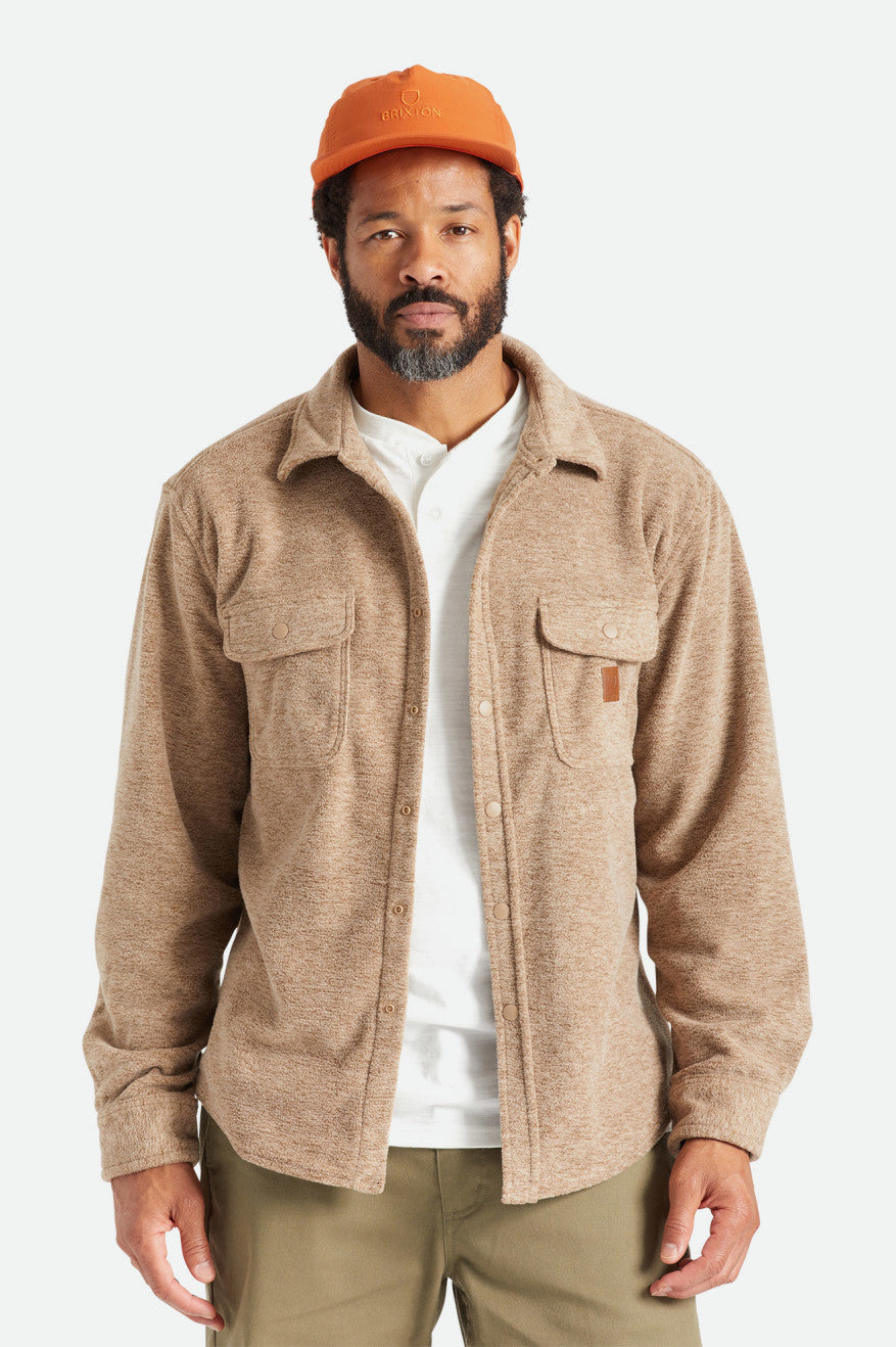 Brixton Bowery L/S Arctic Stretch Fleece Flanelové Topy Panske Béžové | 312789XLW