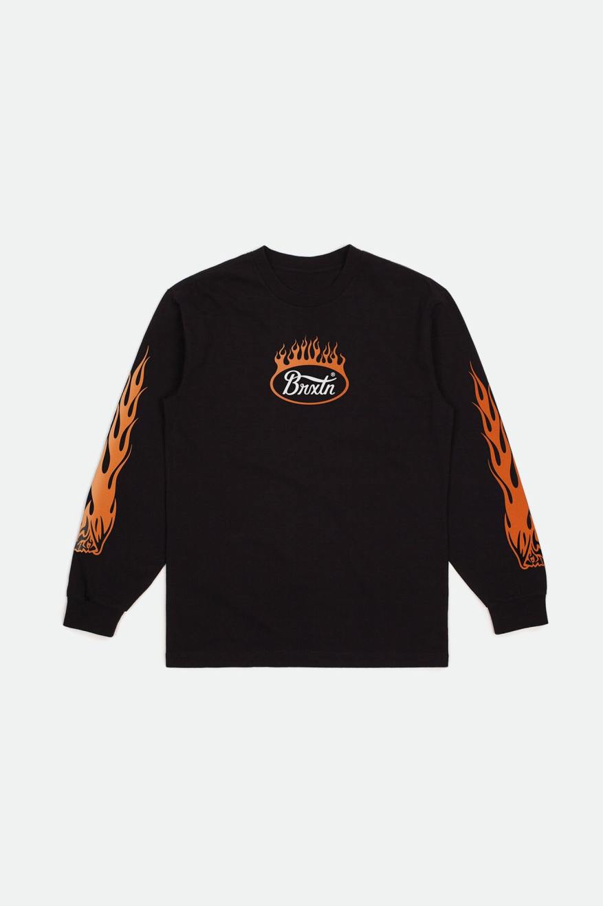 Brixton Parsons Flame L/S Standard Topy Panske Čierne Biele Oranžové | 134928VHE