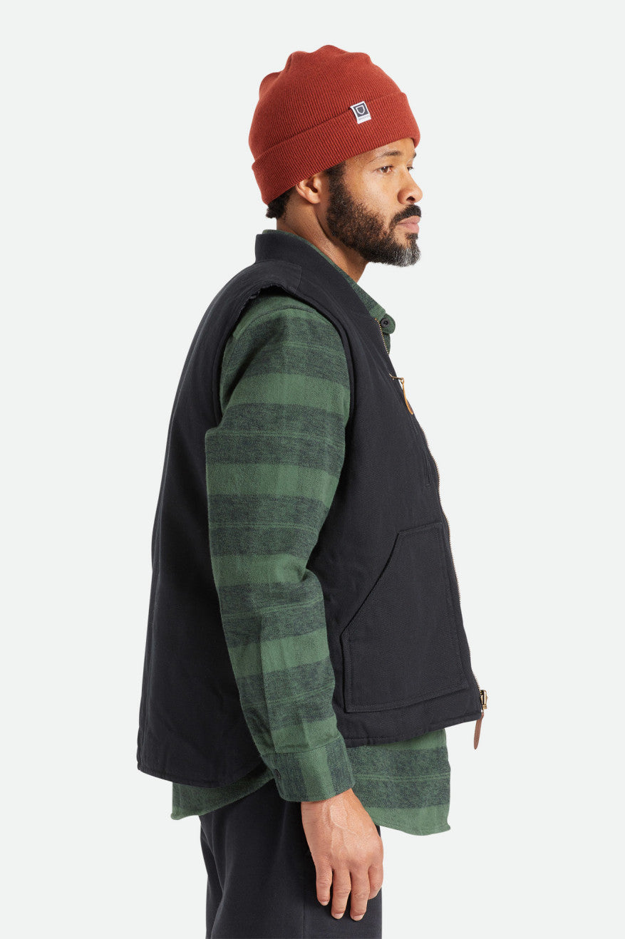 Brixton Abraham Reversible Vest Bundy Panske Čierne | 670285QWM