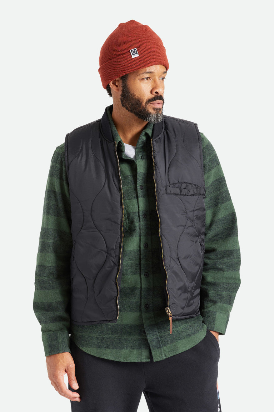 Brixton Abraham Reversible Vest Bundy Panske Čierne | 670285QWM