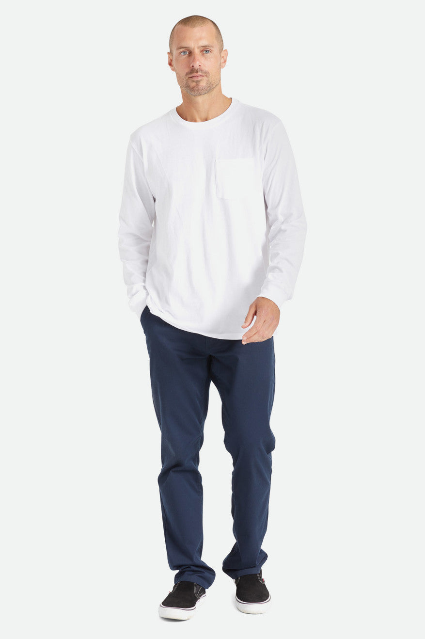 Brixton Basic L/S Pocket Topy Panske Biele | 874621ROW