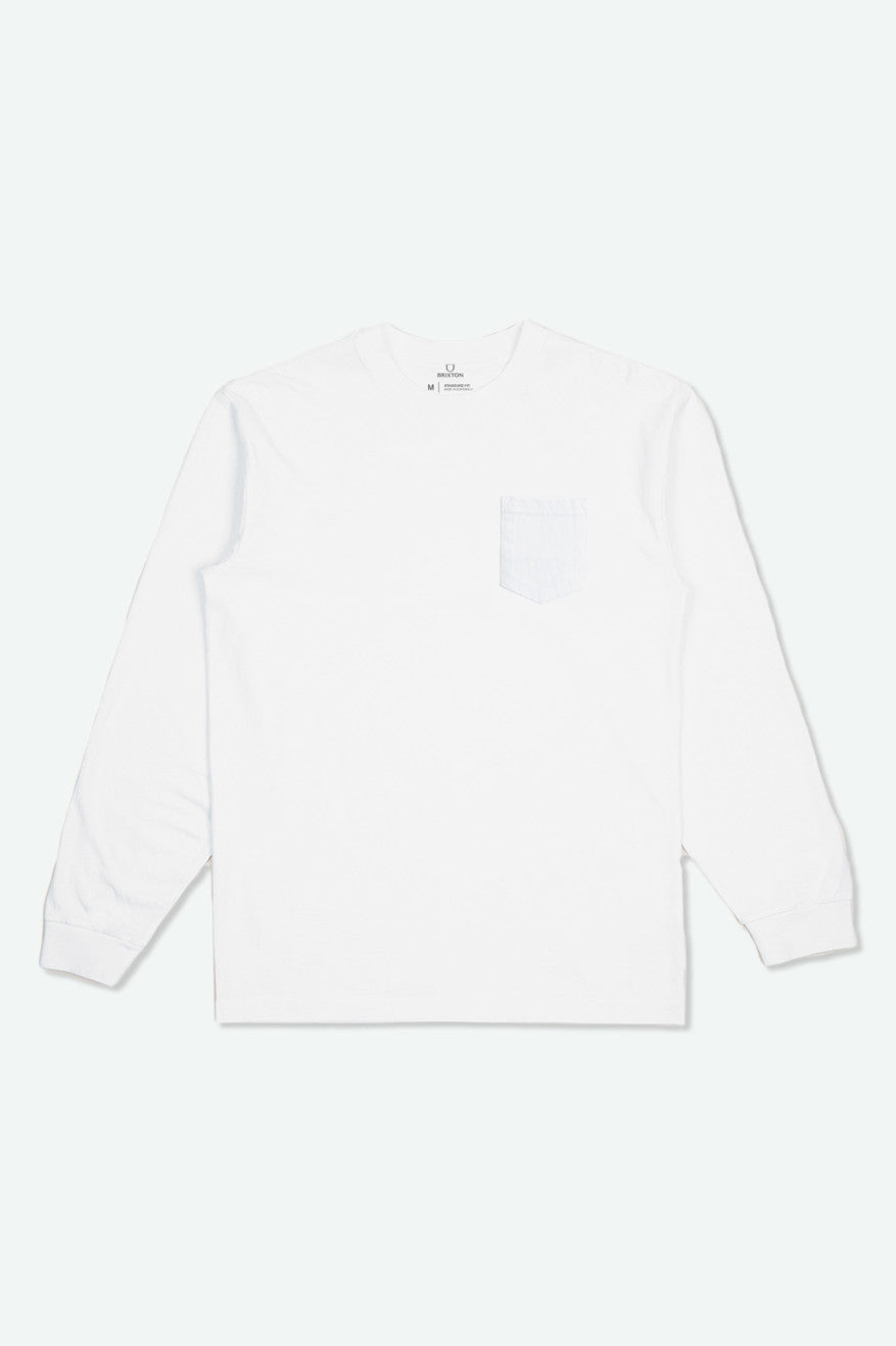 Brixton Basic L/S Pocket Topy Panske Biele | 874621ROW