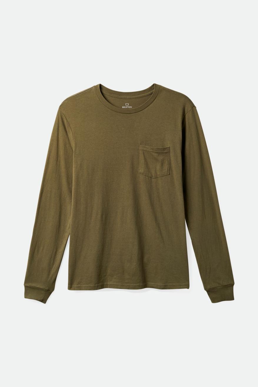 Brixton Basic L/S Pocket Topy Panske Olivovo Zelená | 301786AUO