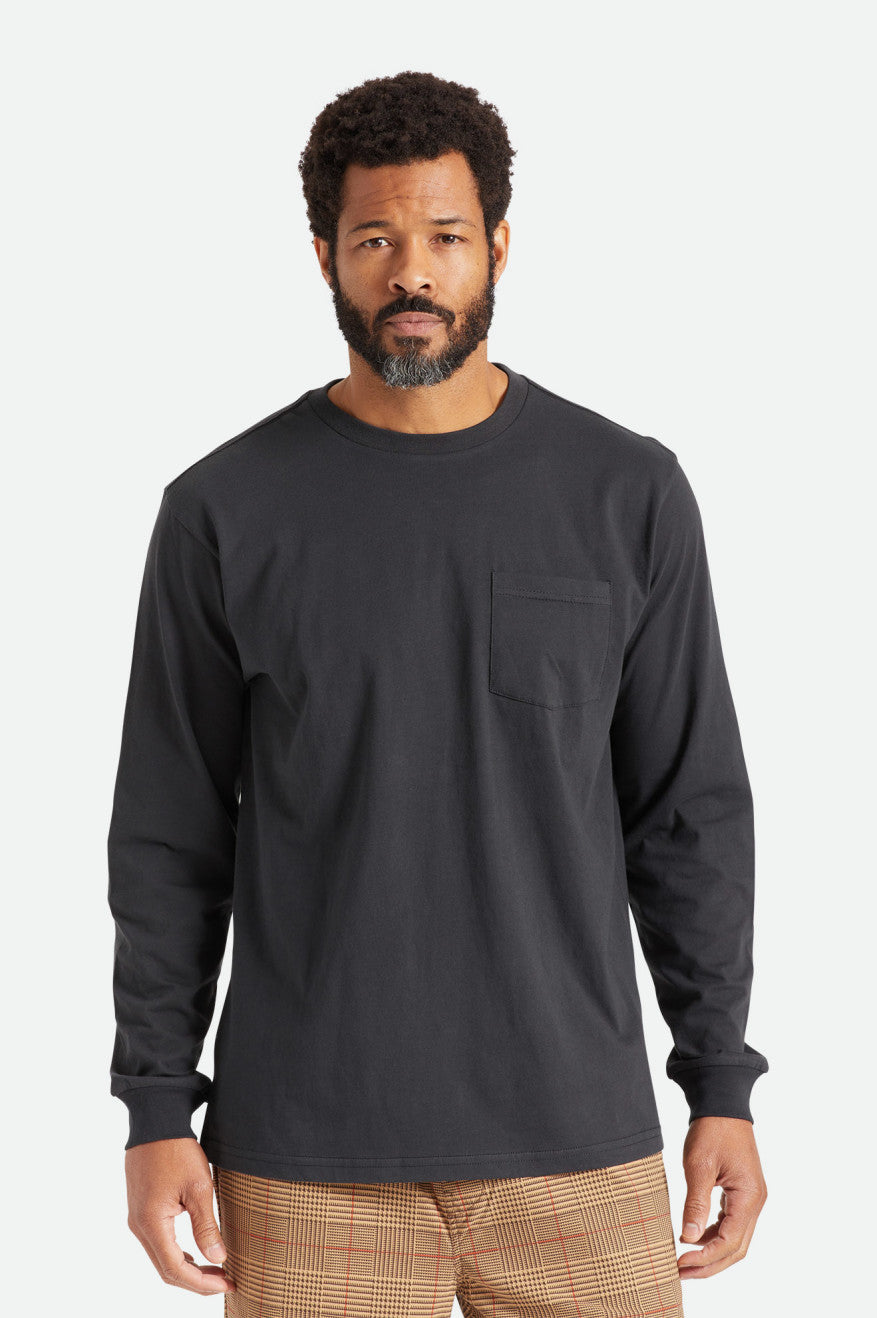 Brixton Basic L/S Pocket Topy Panske Čierne | 625871TPE