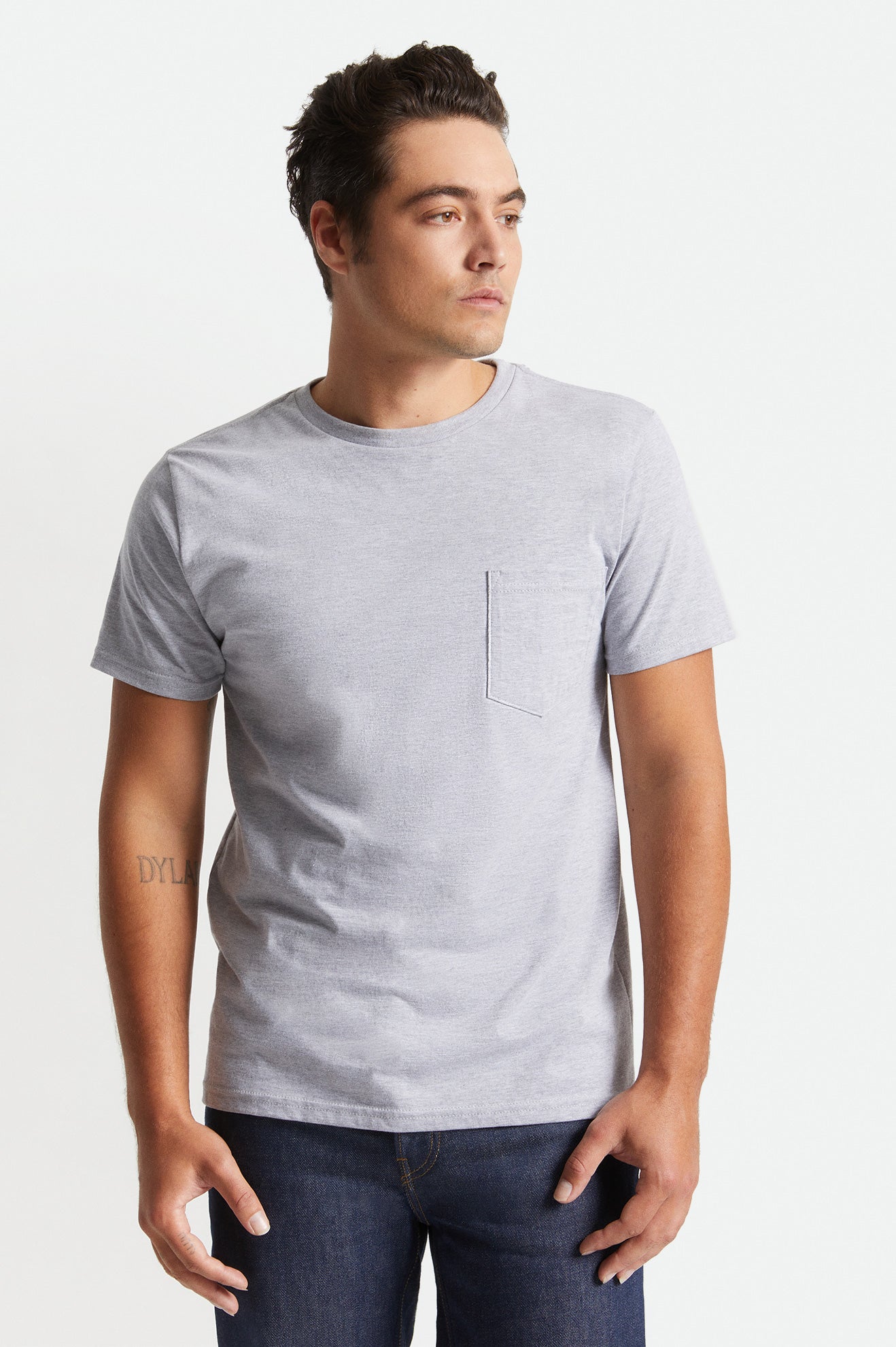 Brixton Basic S/S Pocket Topy Panske Siva | 536291DHK