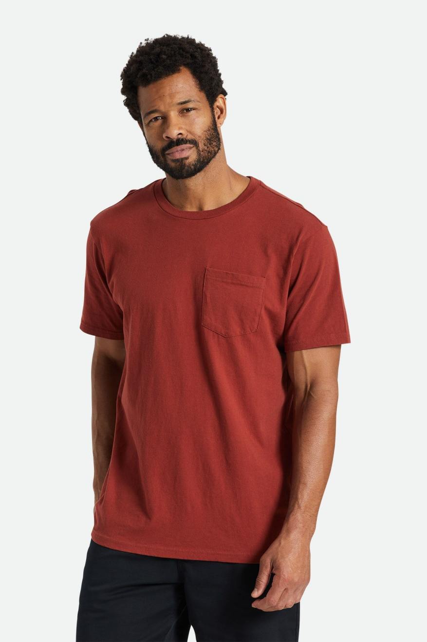 Brixton Basic S/S Pocket Topy Panske Červené | 423671NXZ