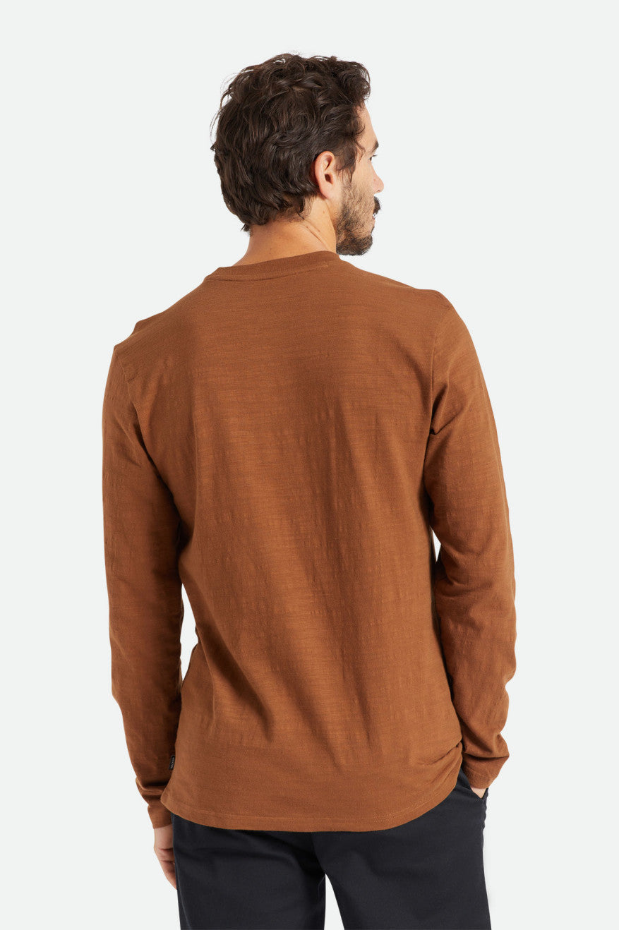 Brixton Basic Slub L/S Pocket Pleteniny Panske Hnede | 453810JLO