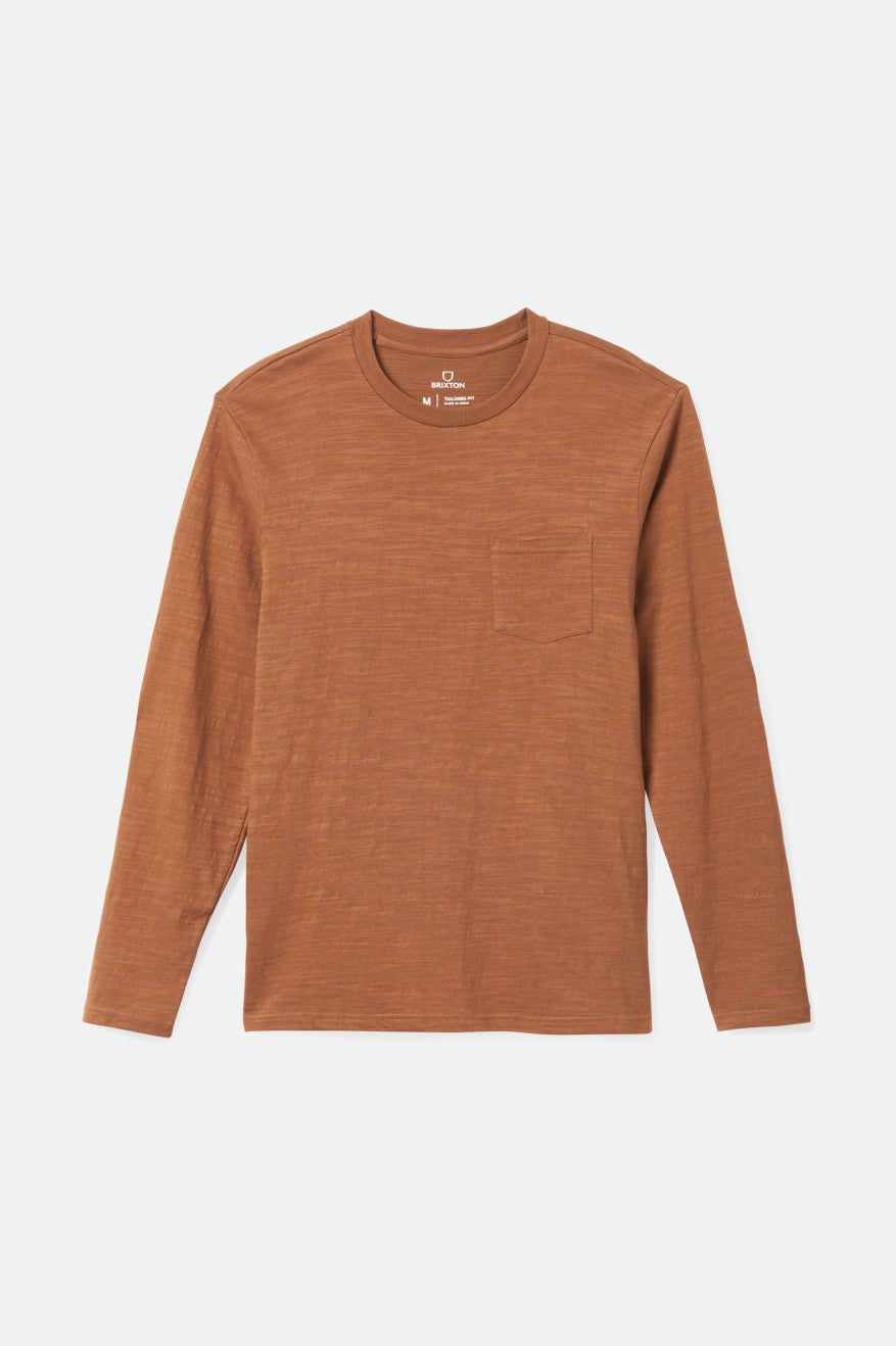 Brixton Basic Slub L/S Pocket Pleteniny Panske Hnede | 453810JLO