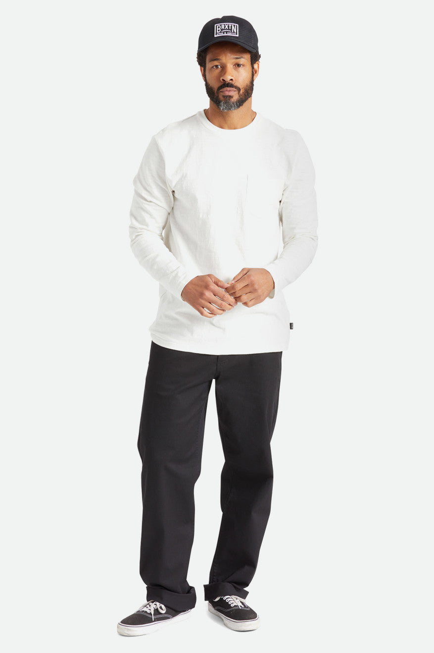 Brixton Basic Slub L/S Pocket Pleteniny Panske Biele | 472839KOL