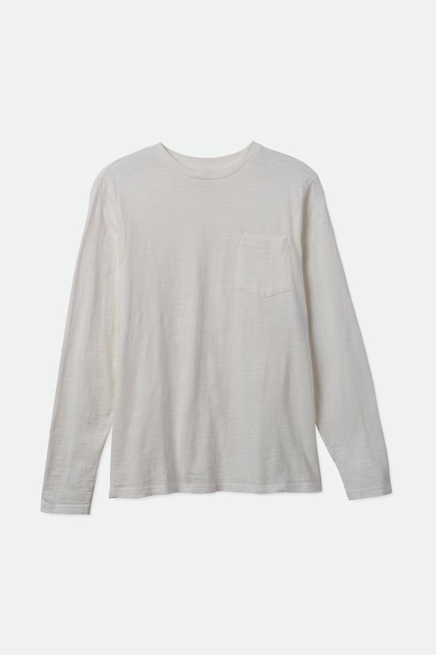 Brixton Basic Slub L/S Pocket Pleteniny Panske Biele | 472839KOL