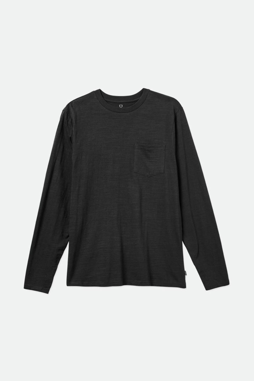 Brixton Basic Slub L/S Pocket Pleteniny Panske Čierne | 812754MVY