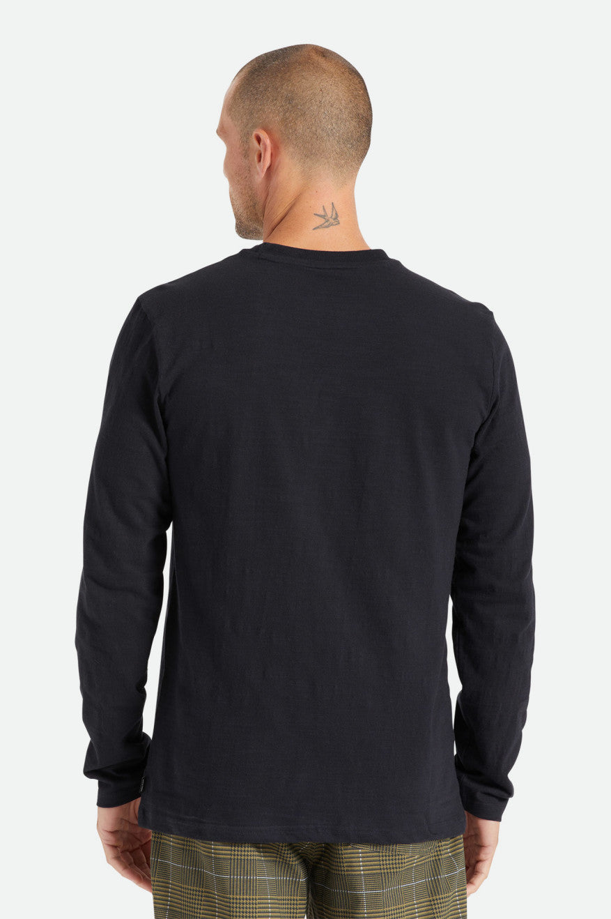 Brixton Basic Slub L/S Pocket Topy Panske Čierne | 028463VHE