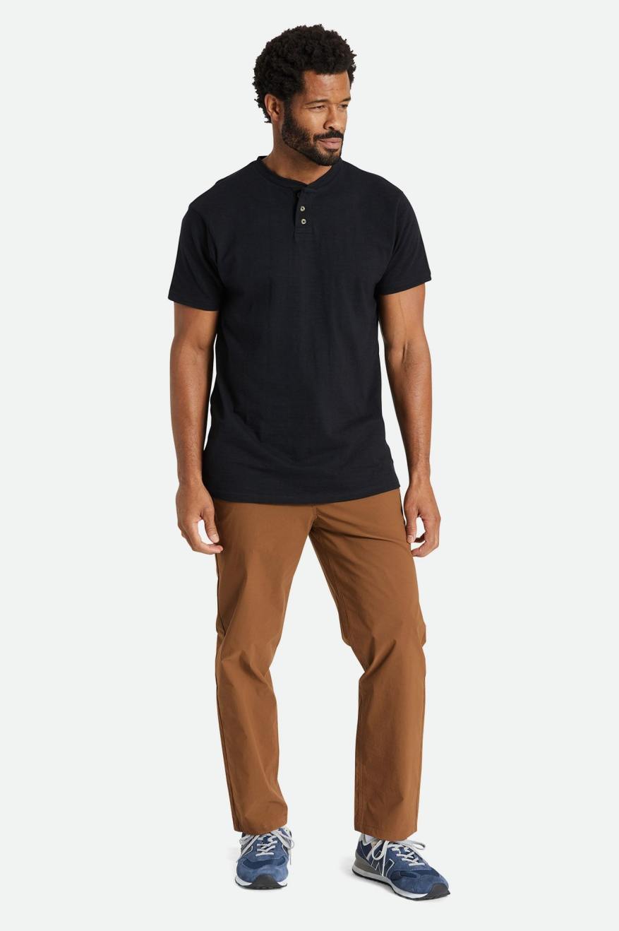 Brixton Basic Slub S/S Henley Pleteniny Panske Čierne | 349657XDM