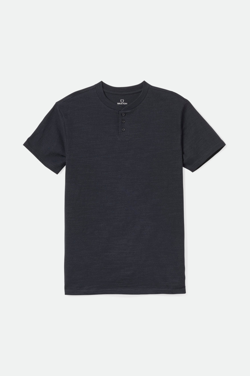 Brixton Basic Slub S/S Henley Pleteniny Panske Čierne | 349657XDM