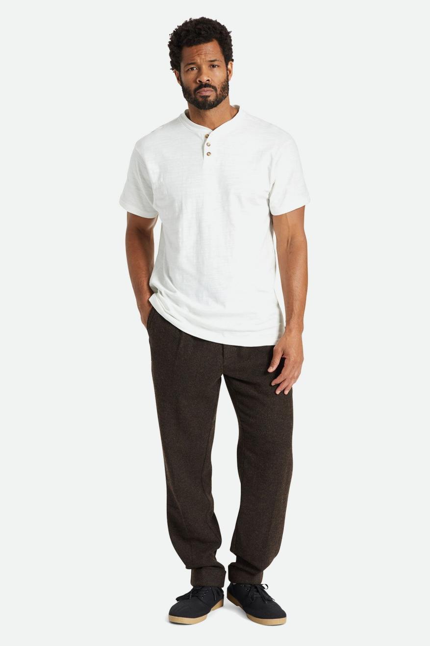 Brixton Basic Slub S/S Henley Pleteniny Panske Biele | 398514VHM