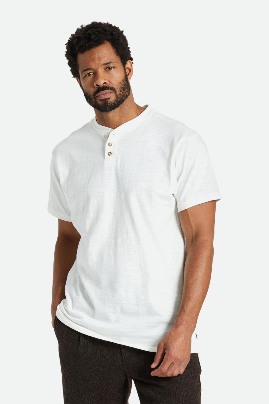 Brixton Basic Slub S/S Henley Pleteniny Panske Biele | 398514VHM