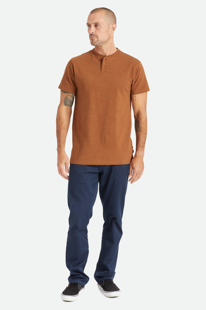 Brixton Basic Slub S/S Henley Pleteniny Panske Hnede | 612580FUN