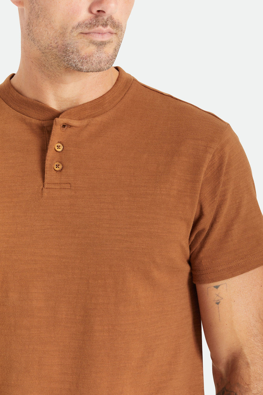 Brixton Basic Slub S/S Henley Pleteniny Panske Hnede | 612580FUN