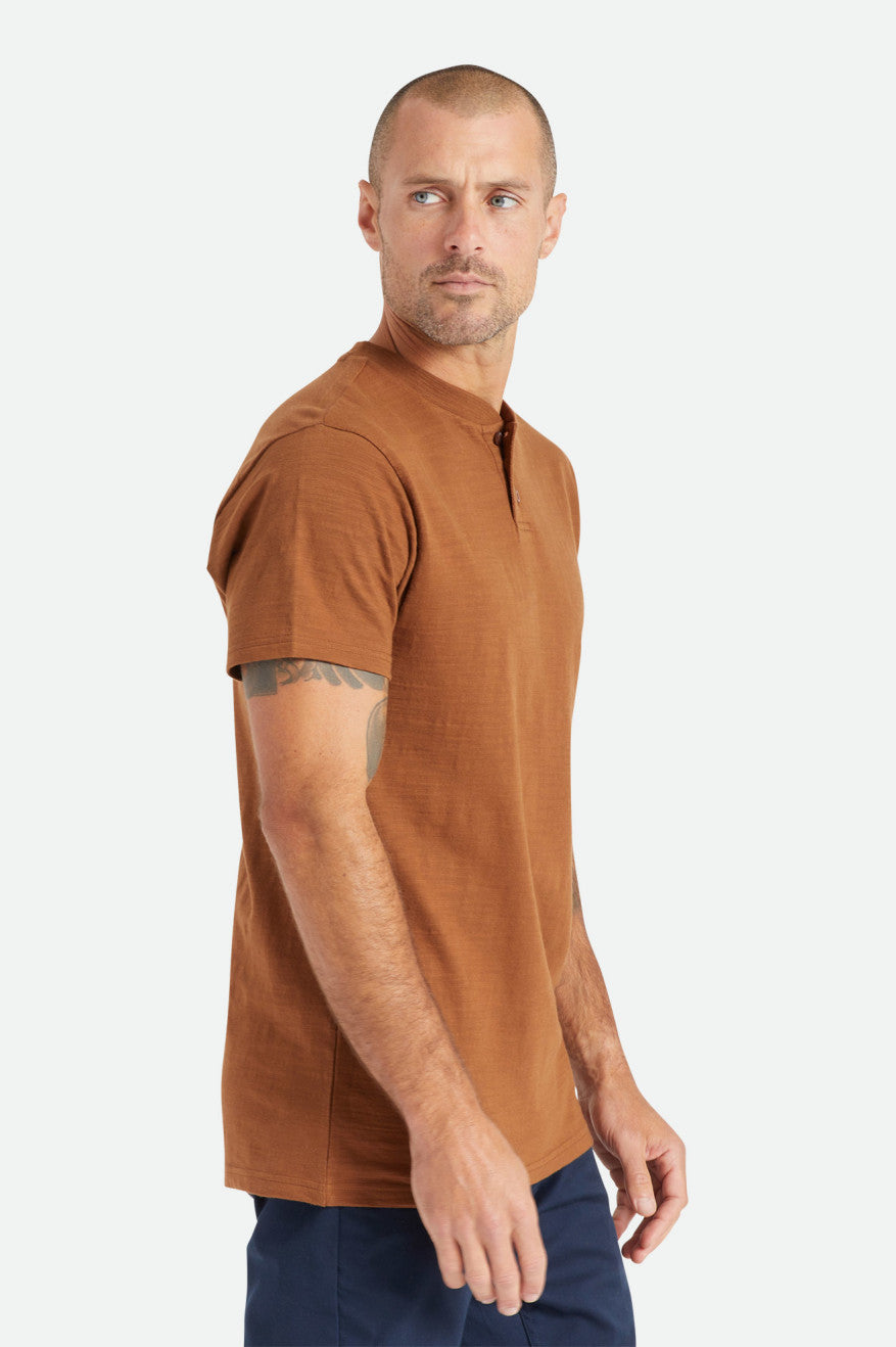 Brixton Basic Slub S/S Henley Pleteniny Panske Hnede | 612580FUN