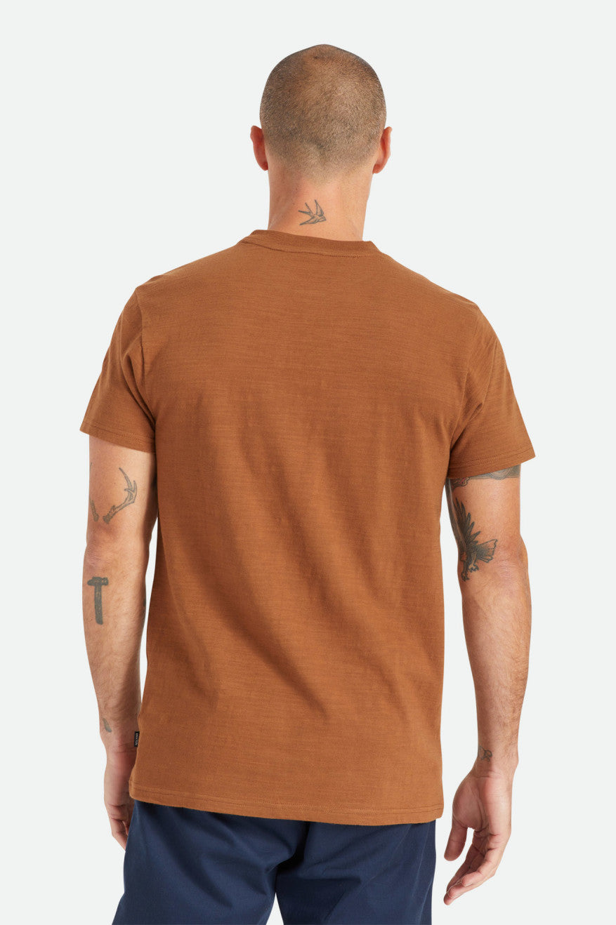 Brixton Basic Slub S/S Henley Pleteniny Panske Hnede | 612580FUN