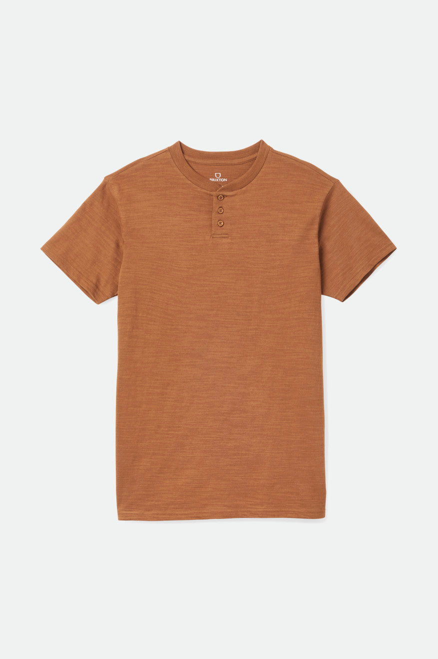 Brixton Basic Slub S/S Henley Pleteniny Panske Hnede | 612580FUN