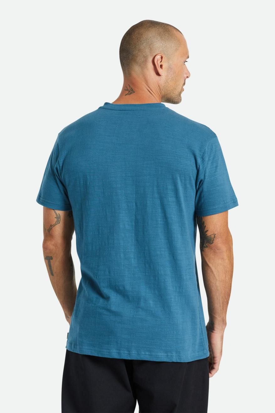 Brixton Basic Slub S/S Henley Topy Panske Tyrkysové | 749261FWE