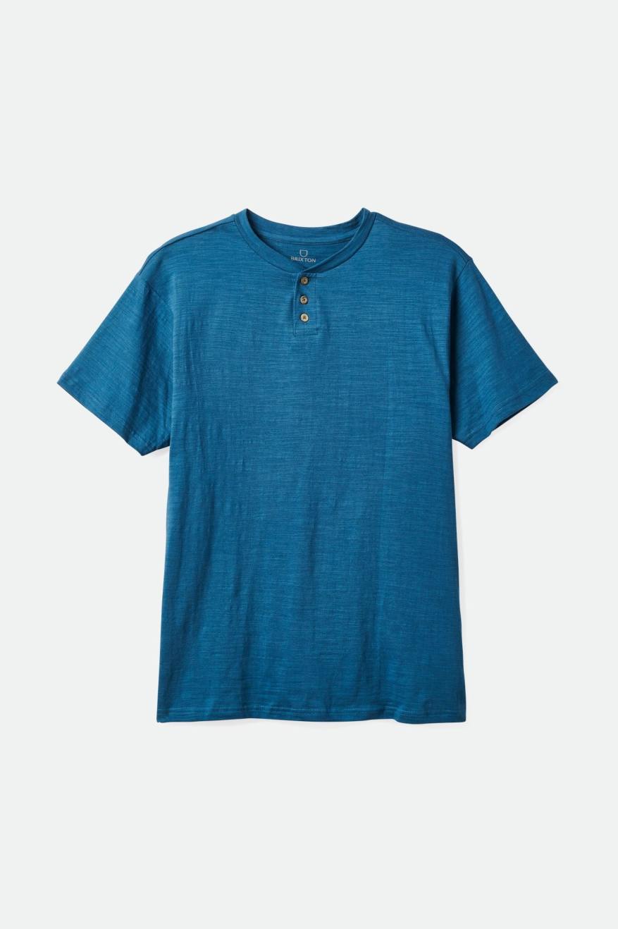 Brixton Basic Slub S/S Henley Topy Panske Tyrkysové | 749261FWE