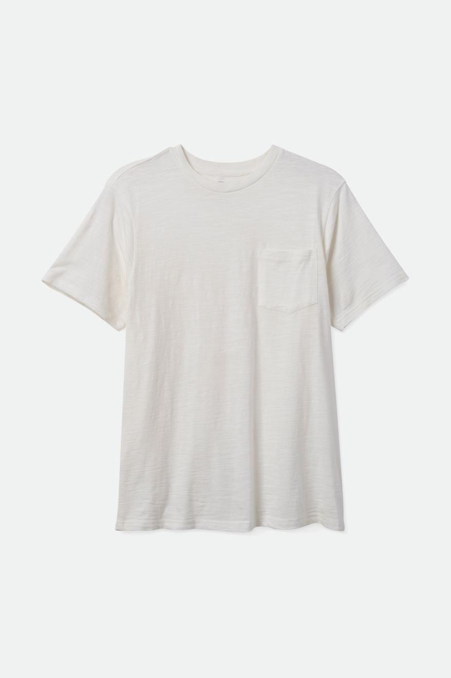 Brixton Basic Slub S/S Pocket Pleteniny Panske Biele | 364981UQD