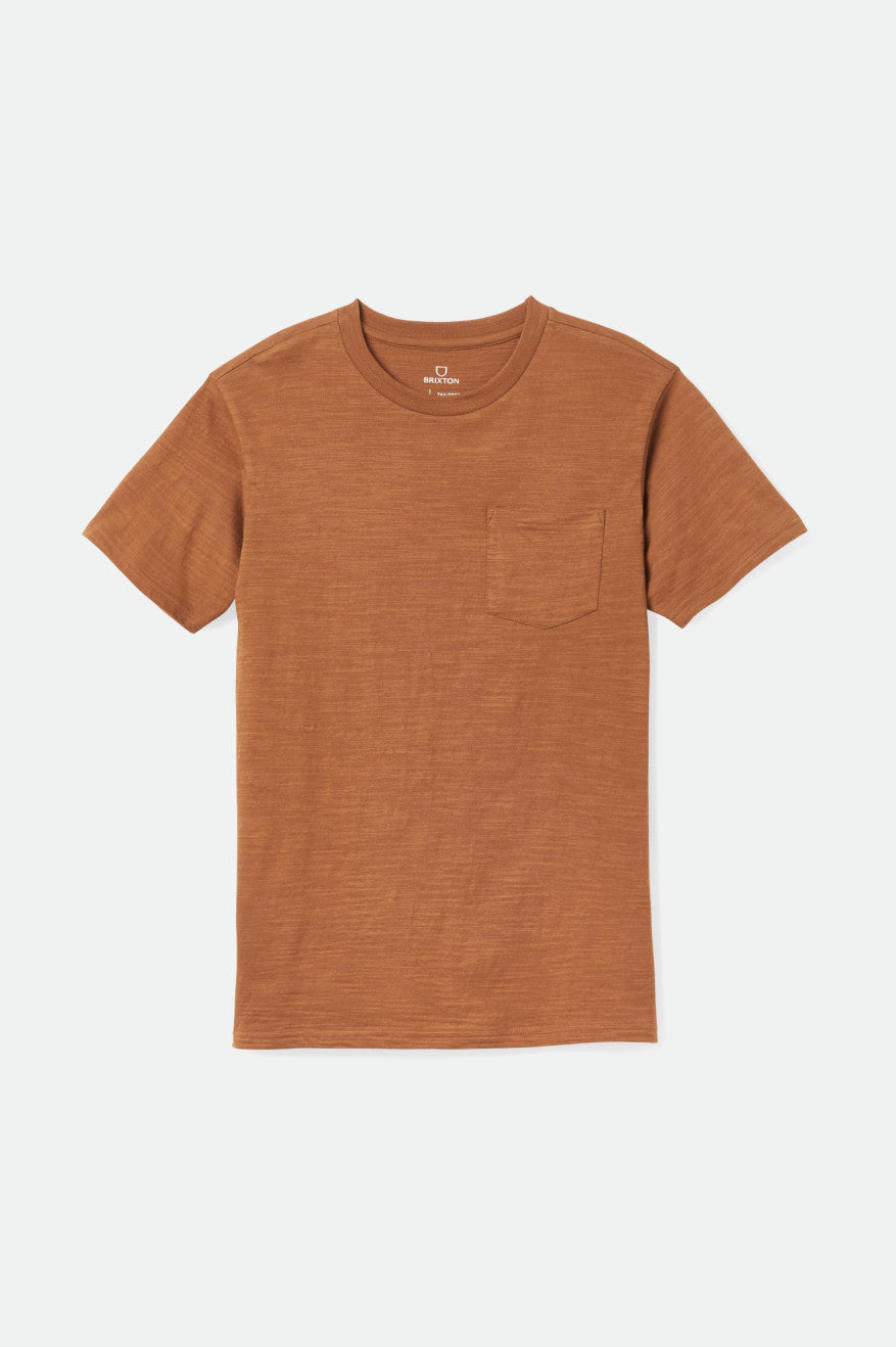 Brixton Basic Slub S/S Pocket Pleteniny Panske Hnede | 715304HOG