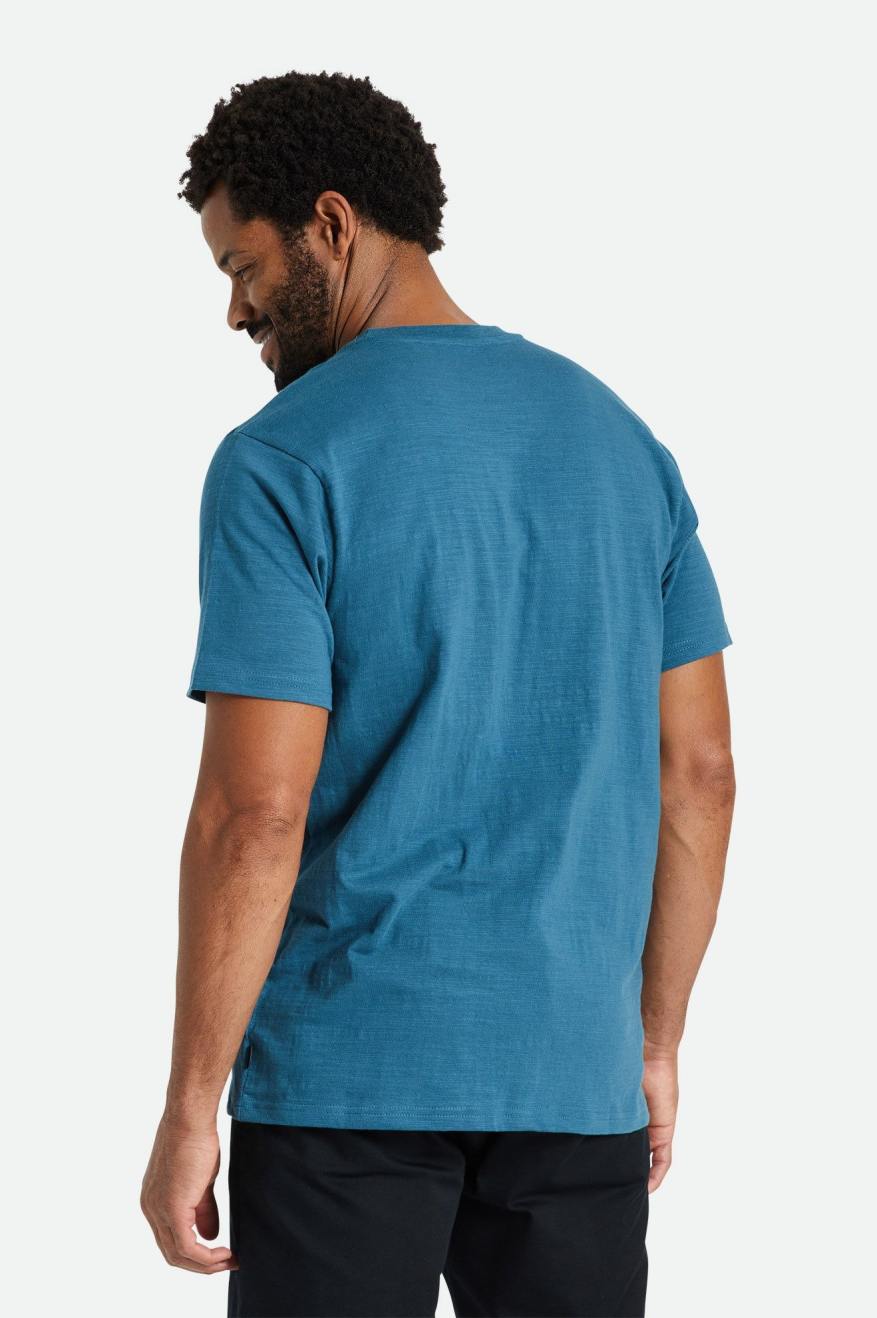 Brixton Basic Slub S/S Pocket Topy Panske Tyrkysové | 549160JSF