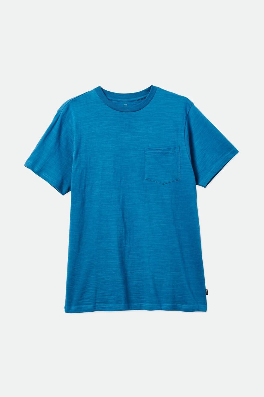 Brixton Basic Slub S/S Pocket Topy Panske Tyrkysové | 549160JSF