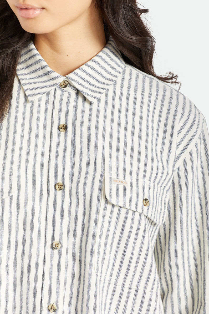 Brixton Bowery Boyfriend L/S Flanelové Topy Damske Stripes | 728406LIC