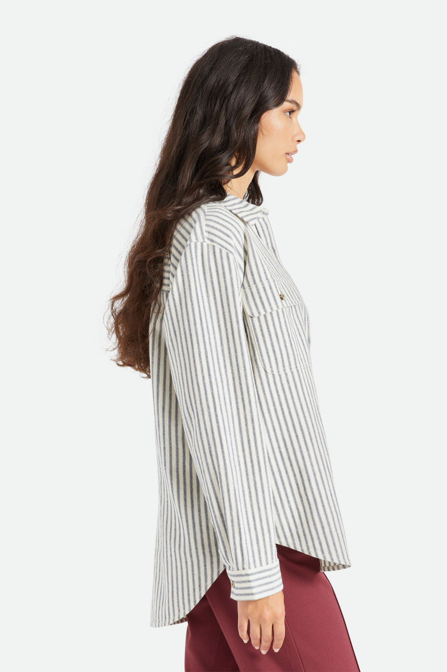 Brixton Bowery Boyfriend L/S Flanelové Topy Damske Stripes | 728406LIC