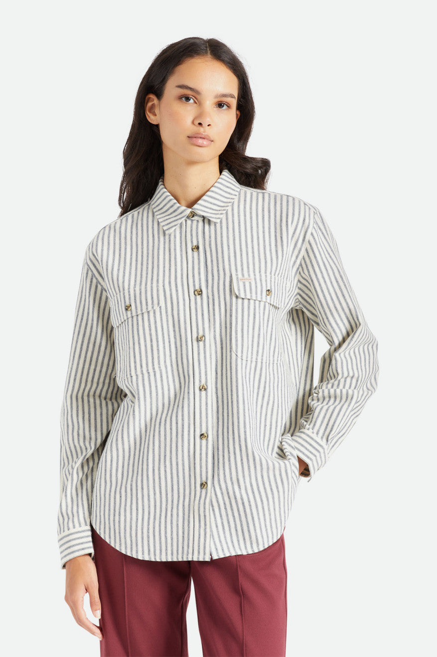 Brixton Bowery Boyfriend L/S Topy Damske Stripes | 581743XSK