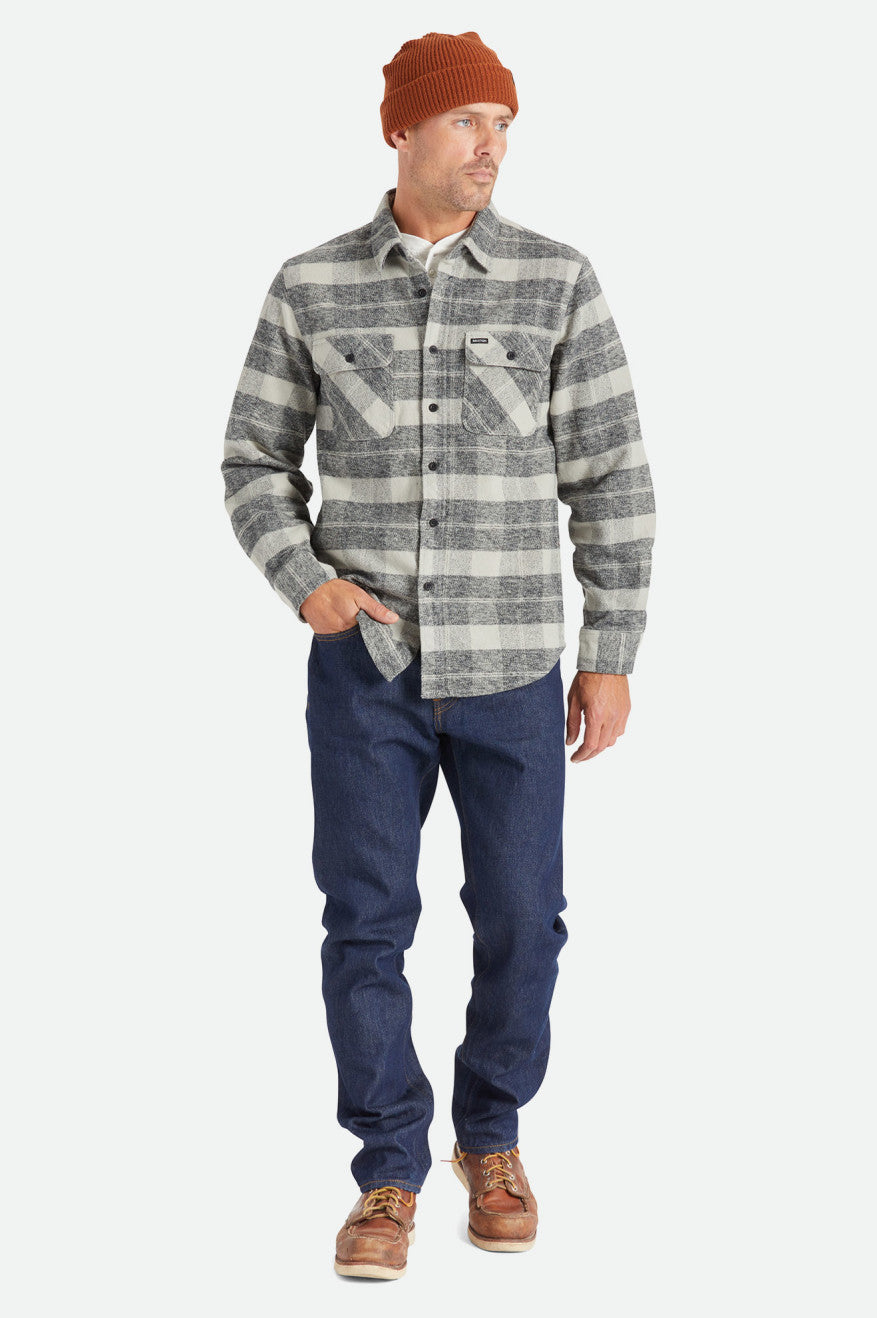 Brixton Bowery Heavy Weight L/S Flanelové Topy Panske Čierne Siva | 234986TGW