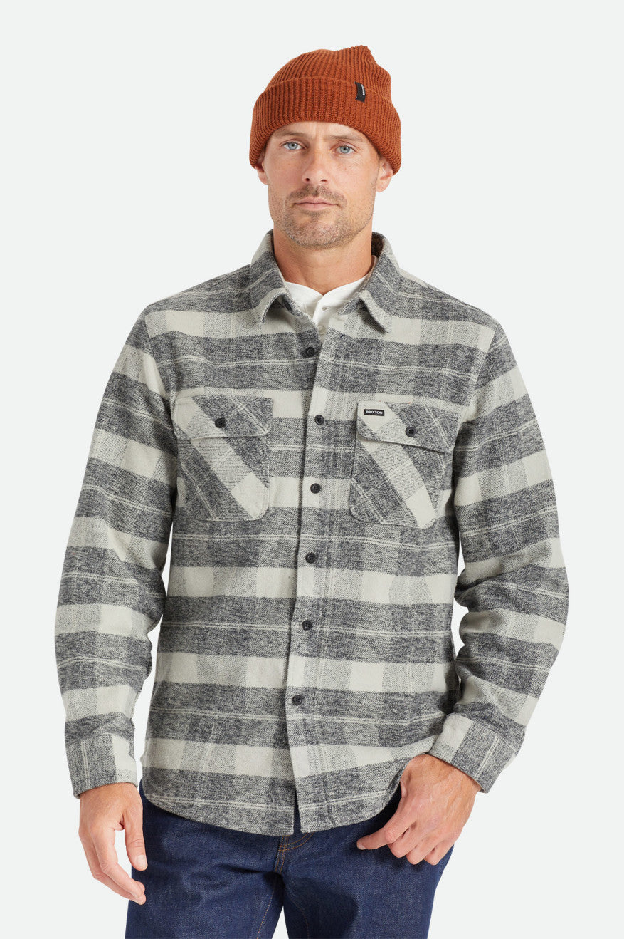 Brixton Bowery Heavy Weight L/S Flanelové Topy Panske Čierne Siva | 234986TGW