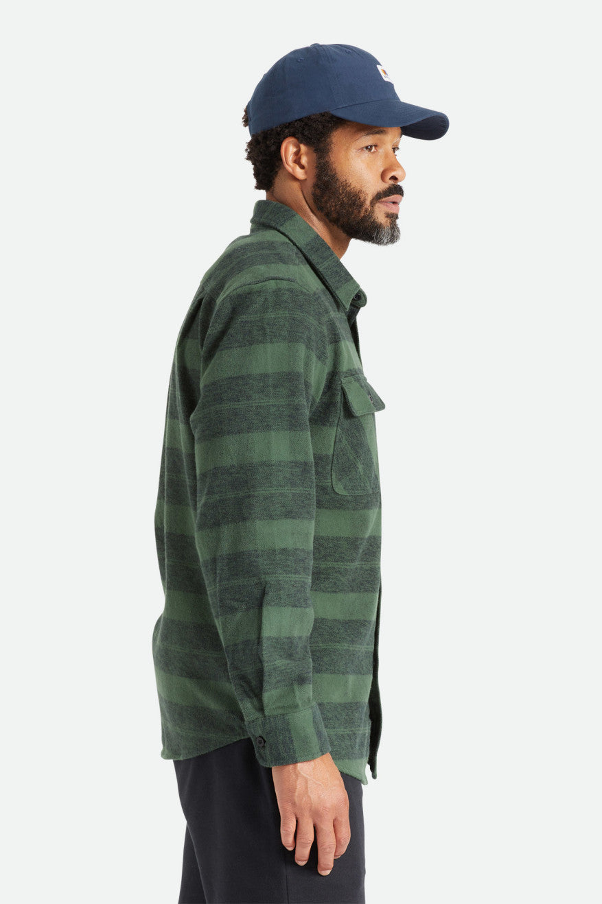 Brixton Bowery Heavy Weight L/S Tkané Topy Panske Zelene | 863917VXN