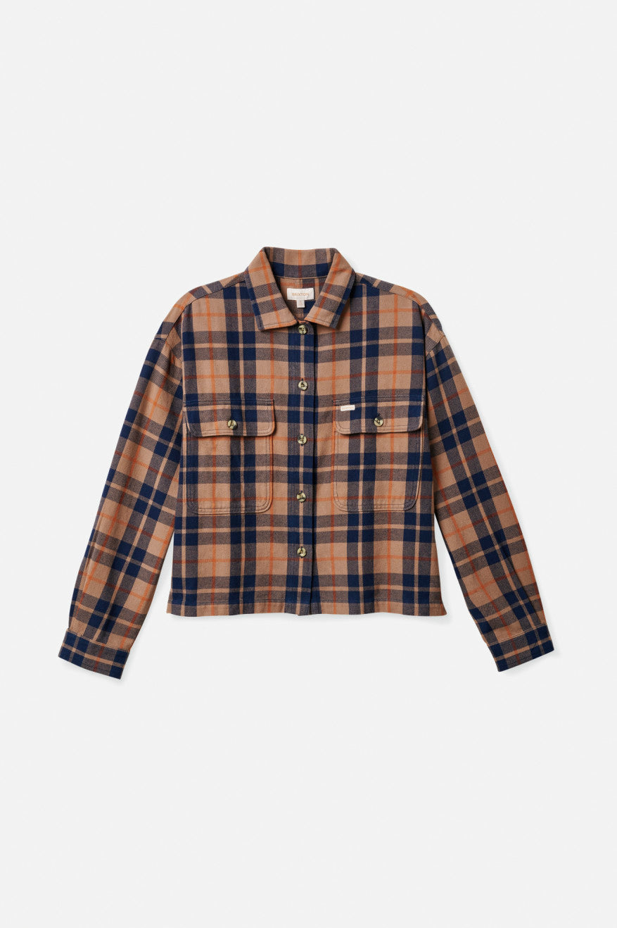 Brixton Bowery L/S Flanelové Topy Damske Tmavo Zelene | 045893CZN