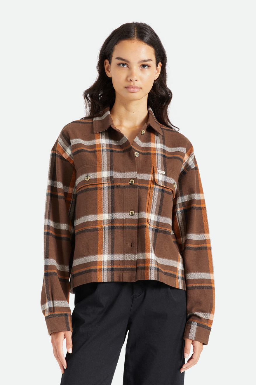 Brixton Bowery L/S Flanelové Topy Damske Hnede | 123475PMK