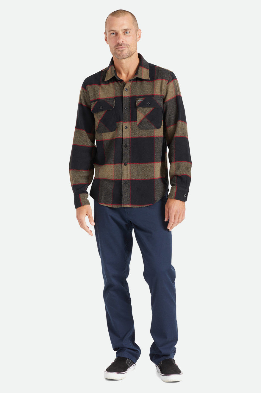 Brixton Bowery L/S Tkané Topy Panske Siva | 052471XGZ