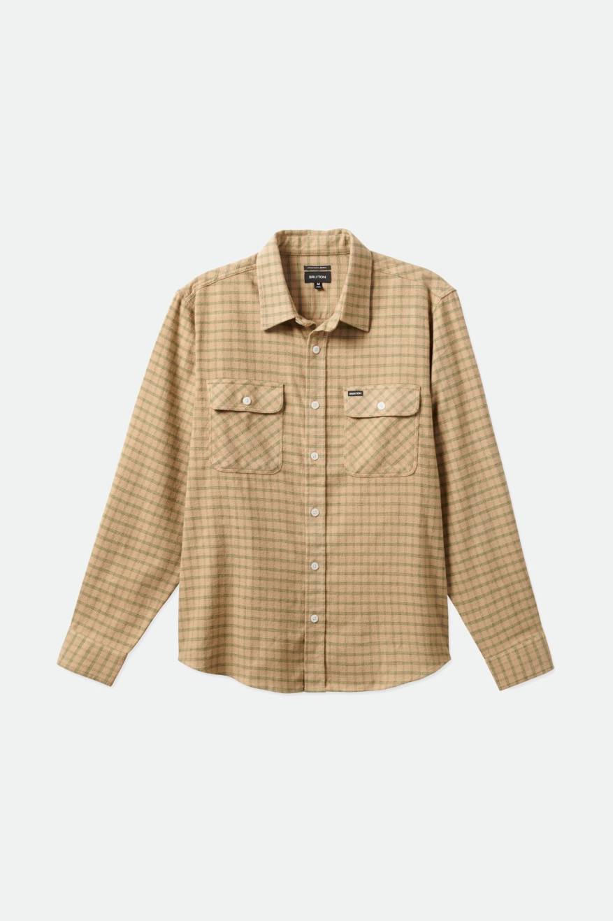 Brixton Bowery Stretch L/S Utility Flanelové Topy Panske Béžové Olivovo Zelená | 948135XCF