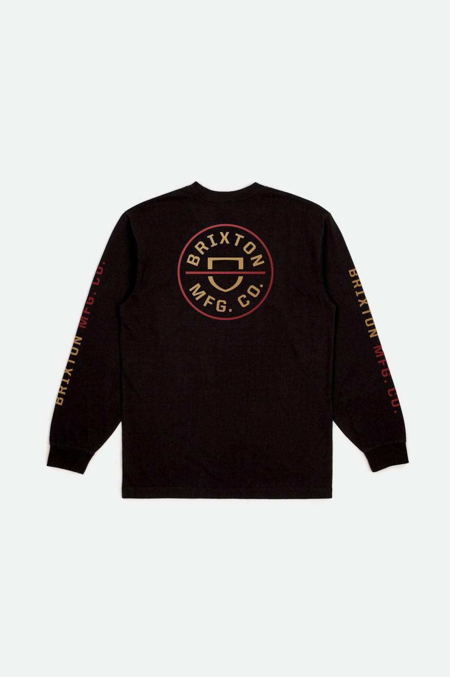 Brixton Crest L/S Standard Topy Panske Čierne Červené Svetlo Zlate | 673589WAY