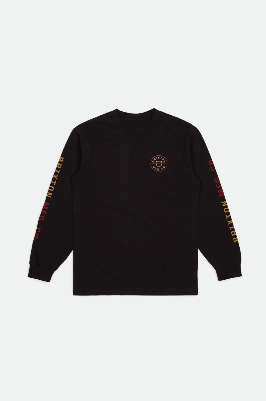 Brixton Crest L/S Standard Topy Panske Čierne Červené Svetlo Zlate | 673589WAY