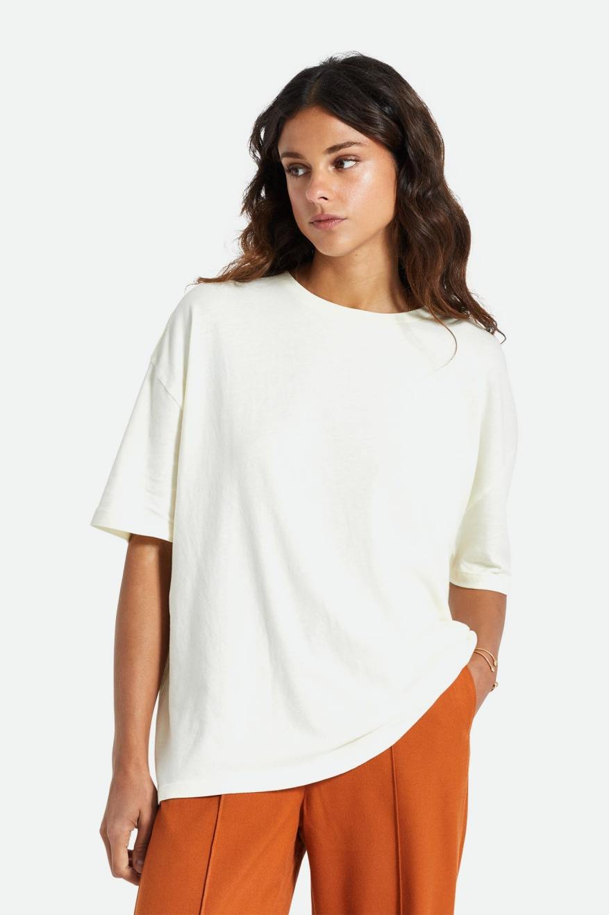 Brixton Oversized Boyfriend Tee Topy Damske Biele | 591068KBJ