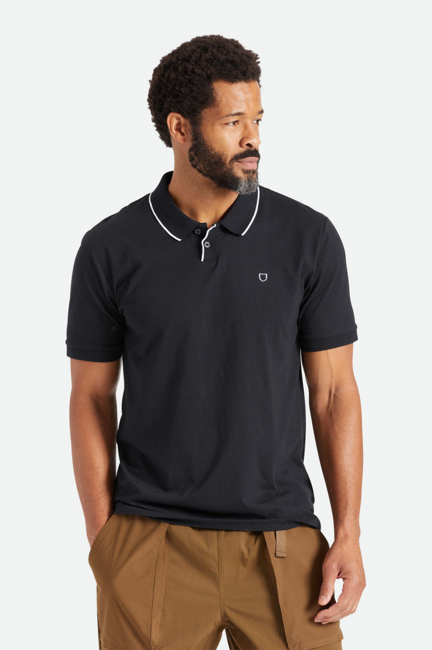 Brixton Proper S/S Polo Pleteniny Panske Čierne | 109327QVE