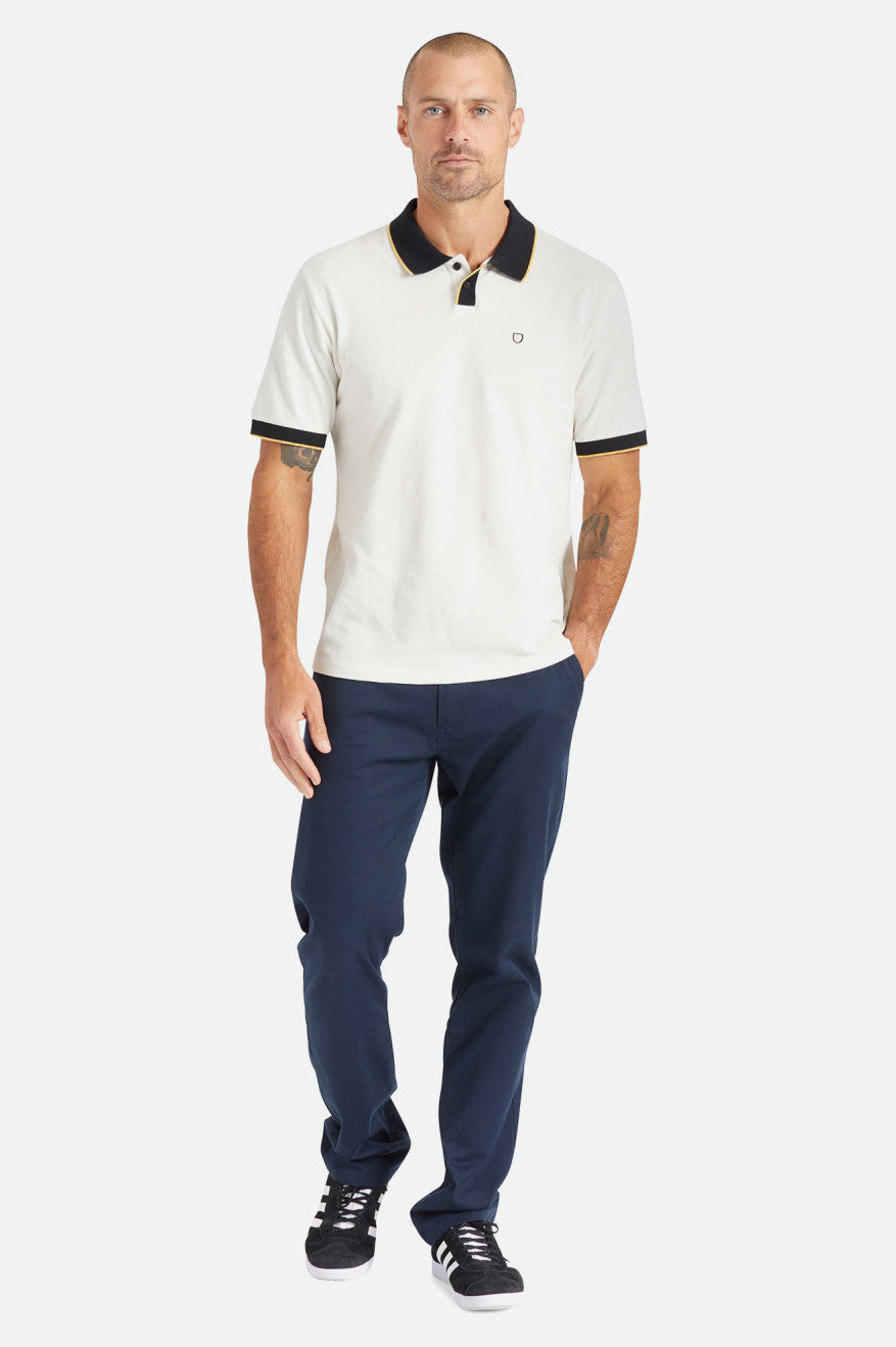 Brixton Proper S/S Polo Pleteniny Panske Biele Čierne | 560781YWI